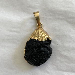 Gold plated organic necklace nugget charm